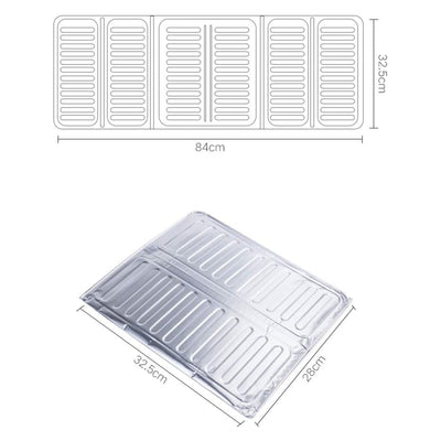 3-Sided Oil Proof Aluminum Foil Splatter Guard | Foldable Heat Insulation for Kitchen Stove | Silver